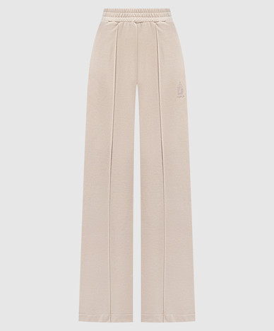 Beige sweatpants with logo embroidery
