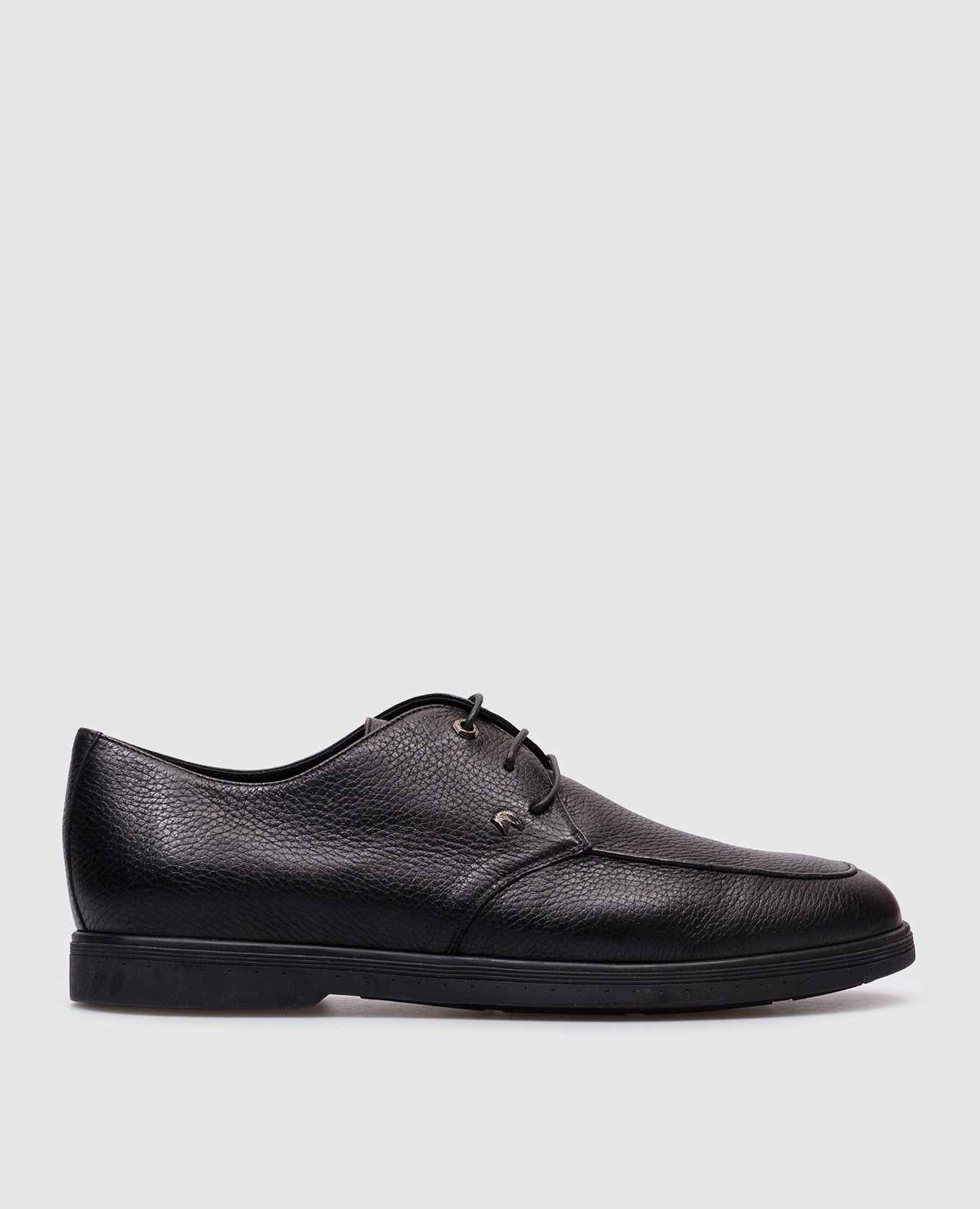 Black leather derby shoes with a metal eagle head emblem Stefano Ricci