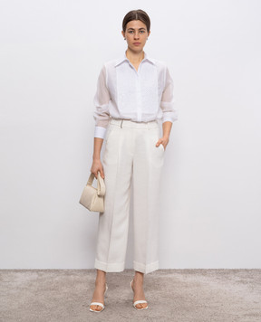 Peserico White blouse with silk E0613500Q7F8372