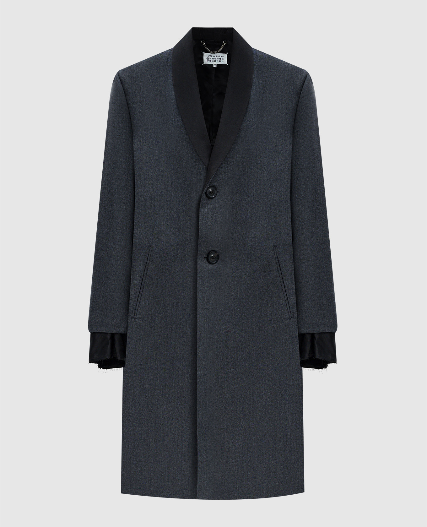 Gray wool coat with layering effect maison margiela