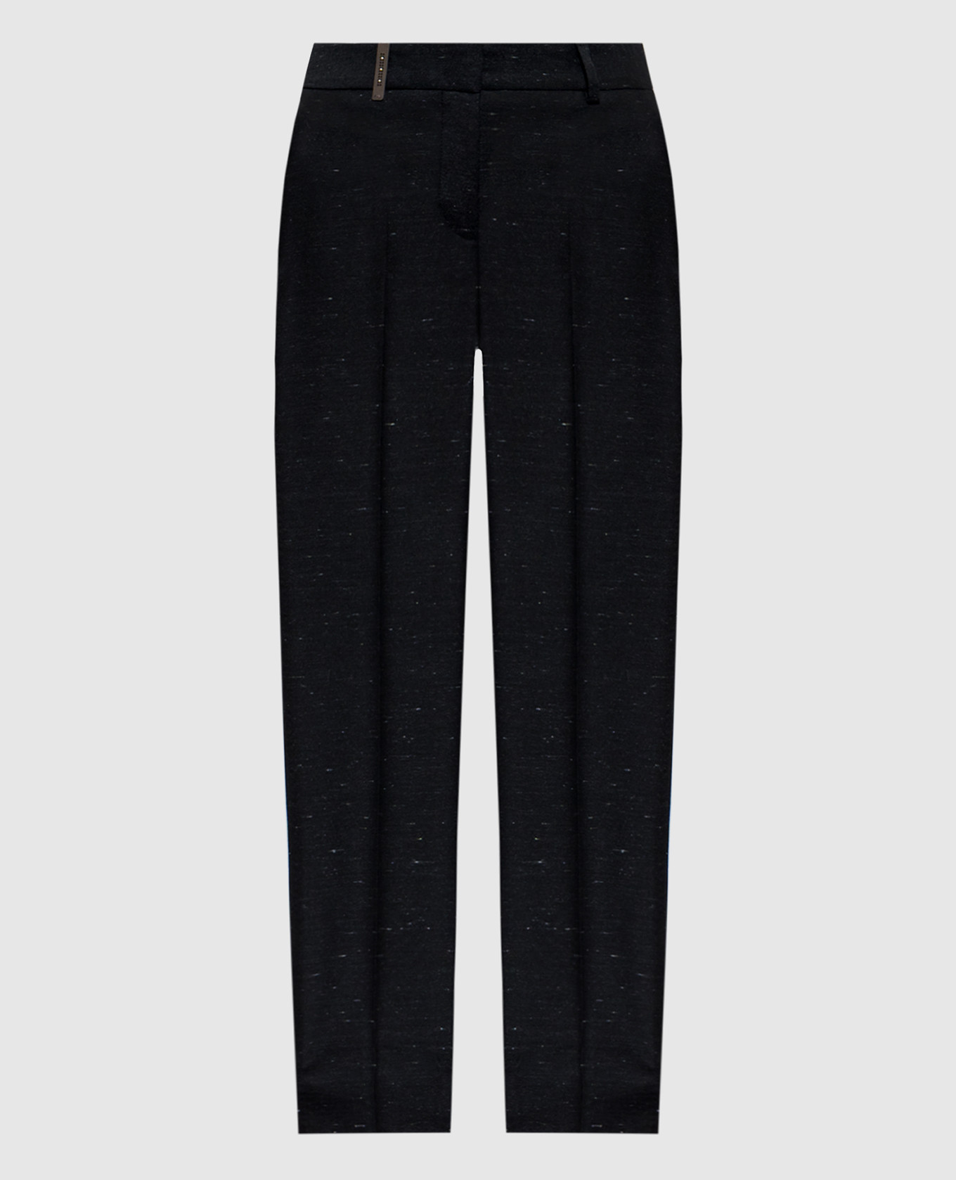 Gray wool, silk and cashmere trousers with branded patch Peserico