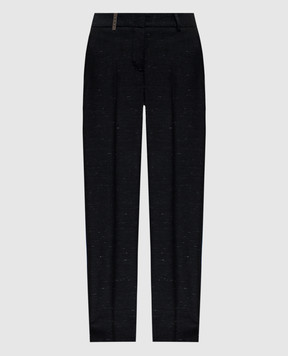 Peserico Gray wool, silk and cashmere trousers with branded patch P0421802579
