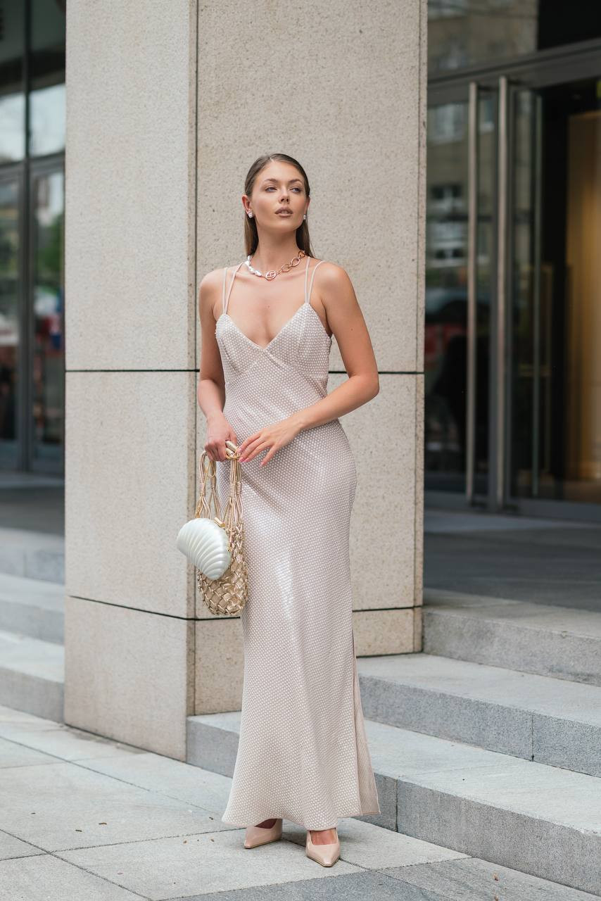 

Beige sequined maxi dress Twinset