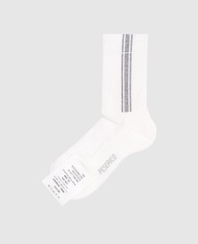 Peserico White ribbed socks with lurex S41063C0CC505