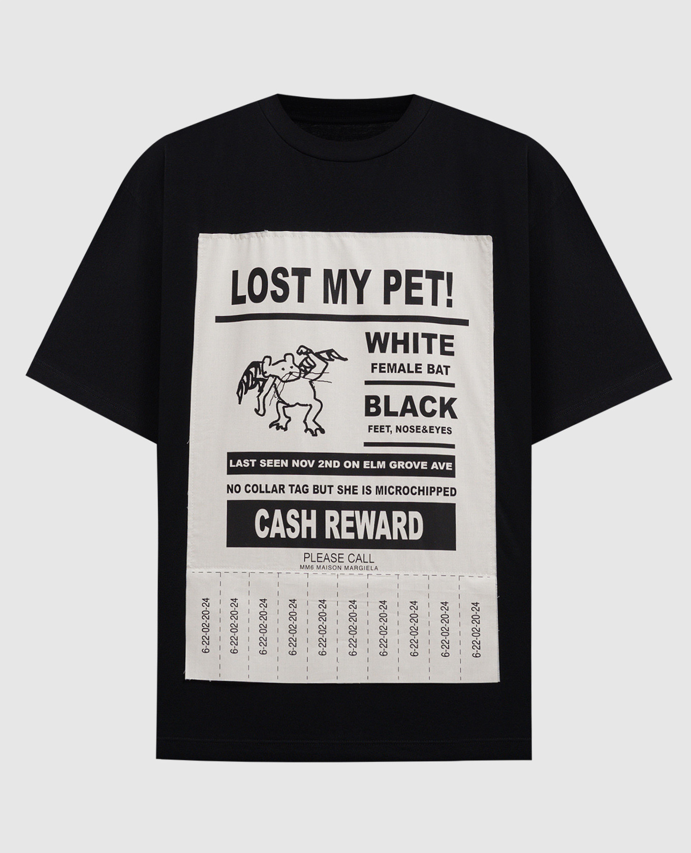 Black t-shirt lost pet maison margiela mm6