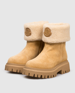 Moncler ENFANT Petit Aurea beige suede boots K29544F00020M8249
