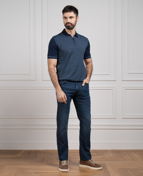 Stefano Ricci Blue jeans with leather logo patch MST42B2211T0042