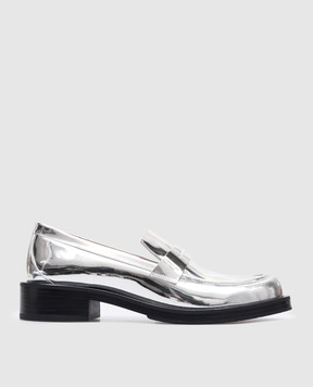 Stuart Weitzman PALMER BOLD silver leather loafers SJ650