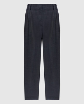 Brunello Cucinelli Gray wool trousers with monil chain MPW07P8308