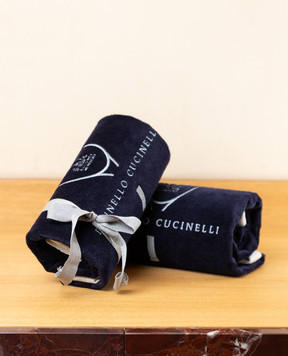 Brunello Cucinelli Blue towel with logo embroidery ML925TN67T