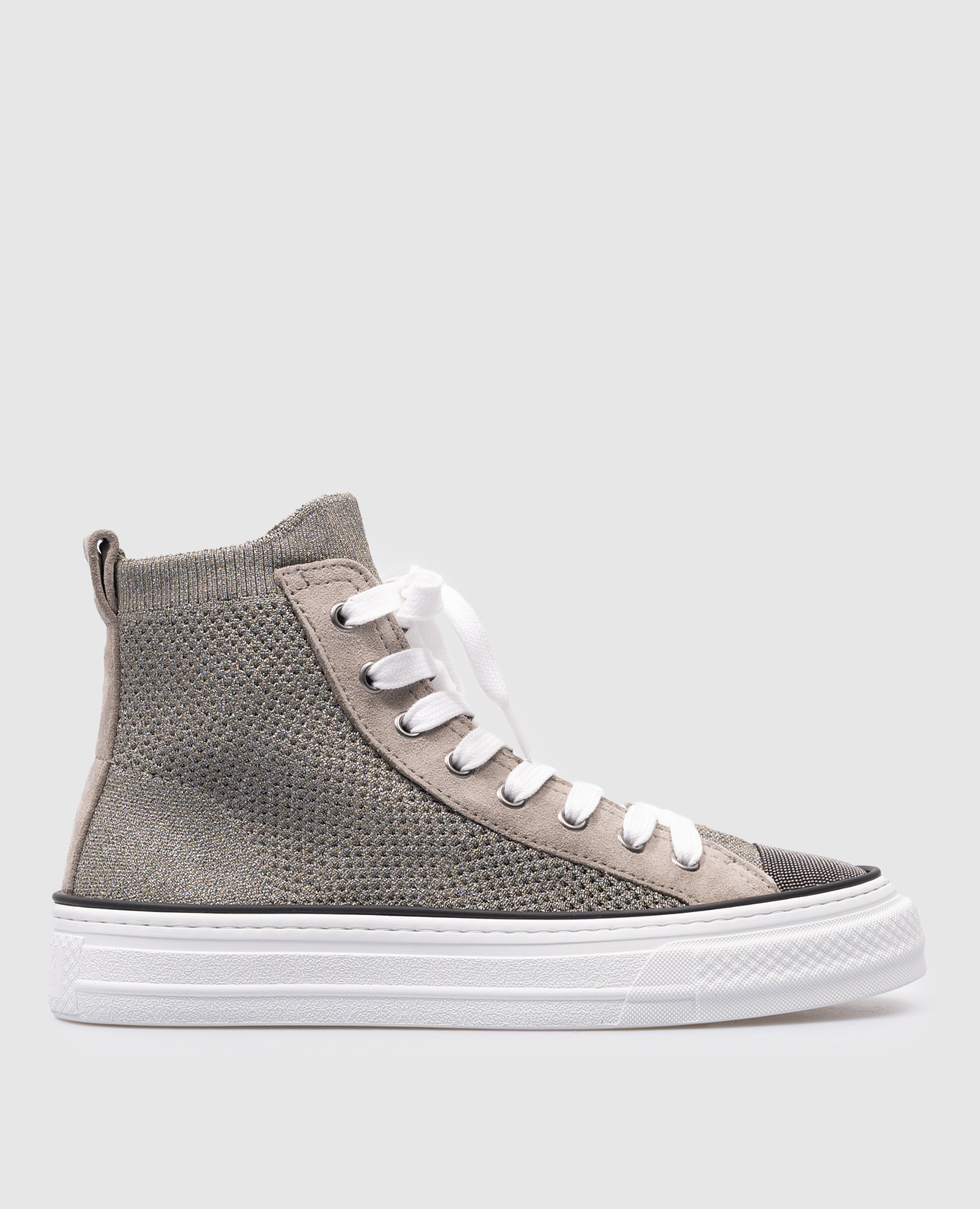 

Gray combined high-tops with monil chain Brunello Cucinelli, Серый