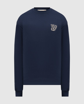 Valentino Blue sweatshirt with monogram logo patch 7V3MF28RB2Y