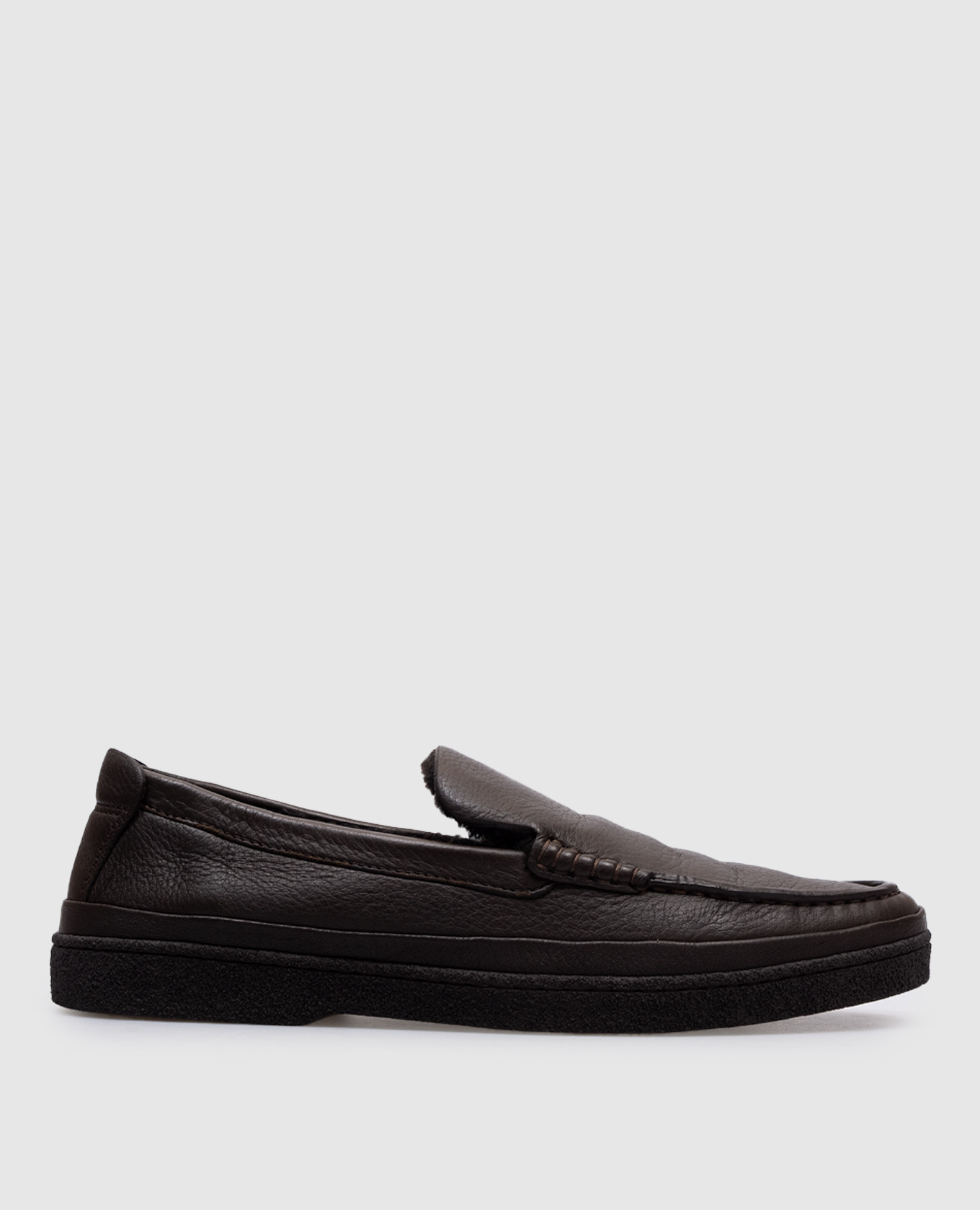 

Brown leather loafers with fur Ermenegildo Zegna, Коричневый
