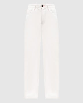 MooRER SANSA white jeans with logo patch SANSA142