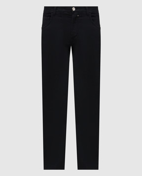 Stefano Ricci Black jeans with embroidered monogram logo MFT53B0220RT42PT