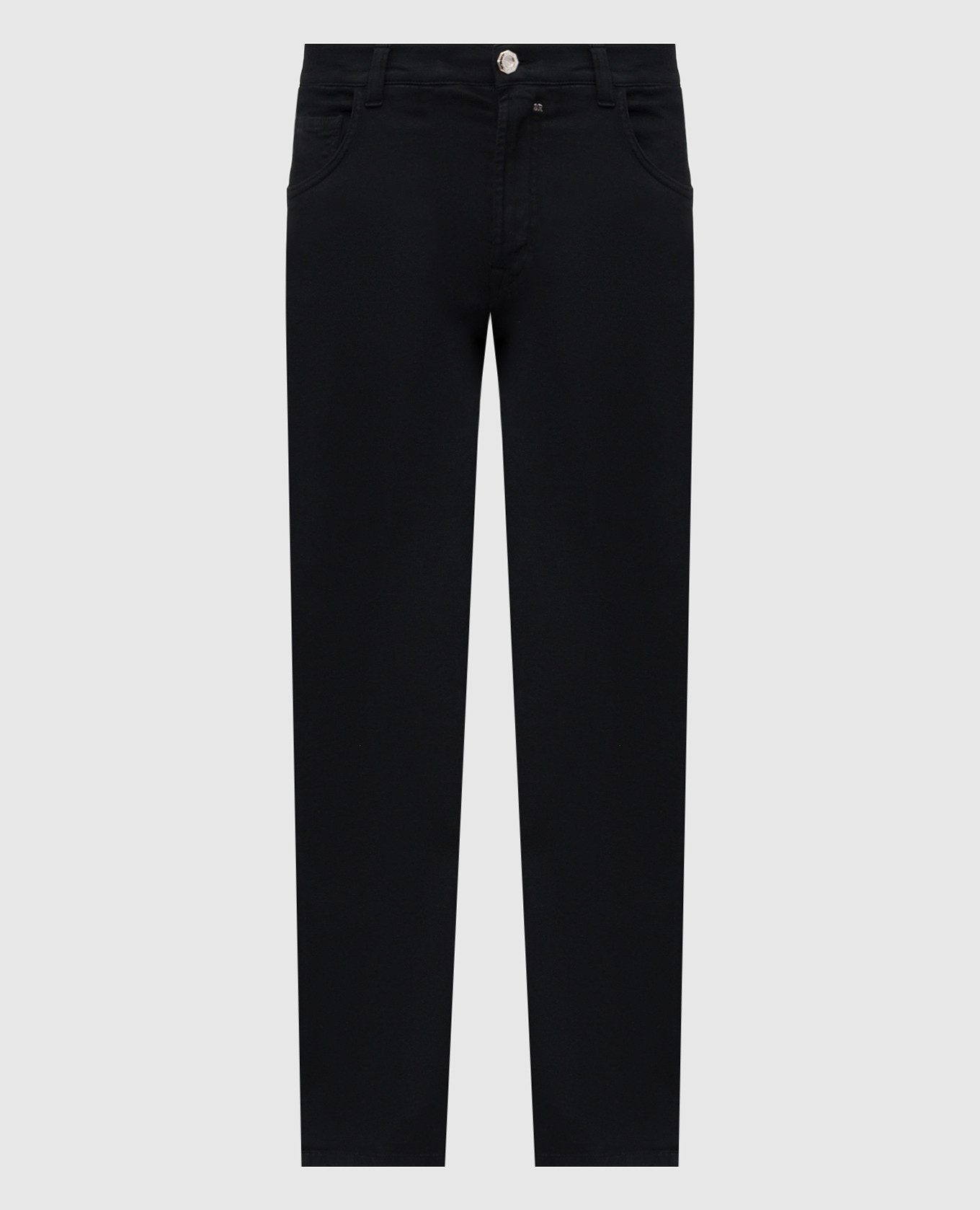Black jeans with embroidered monogram logo Stefano Ricci