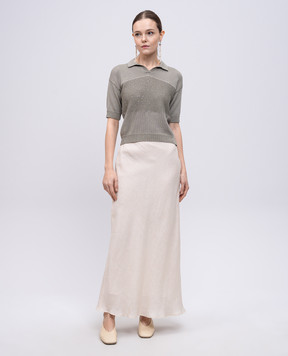 Peserico Beige linen midi skirt E0519402600