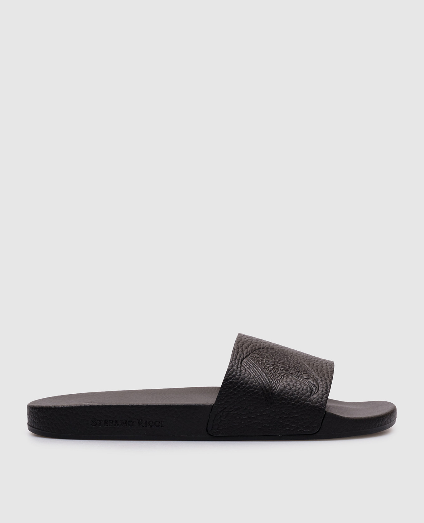 

Black leather sliders with emblem Stefano Ricci