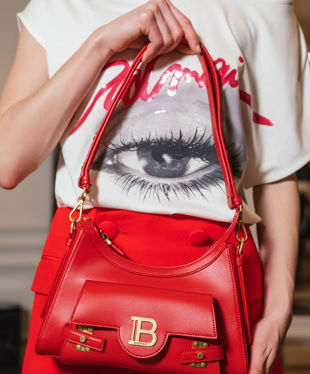 Leather Bag Balmain Red Bag Genuine Balmain Crossbody Pochette Depop