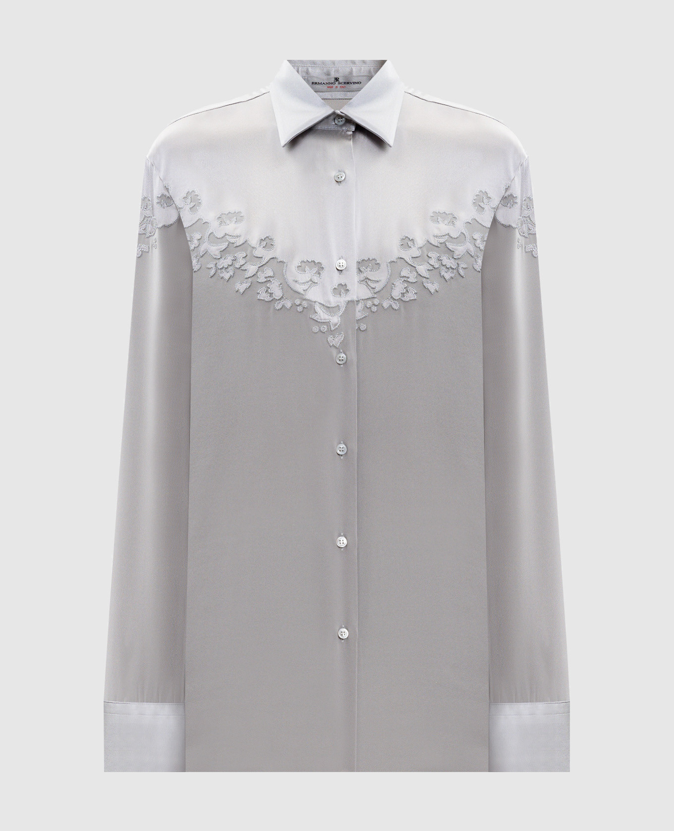 Gray silk blouse with embroidery