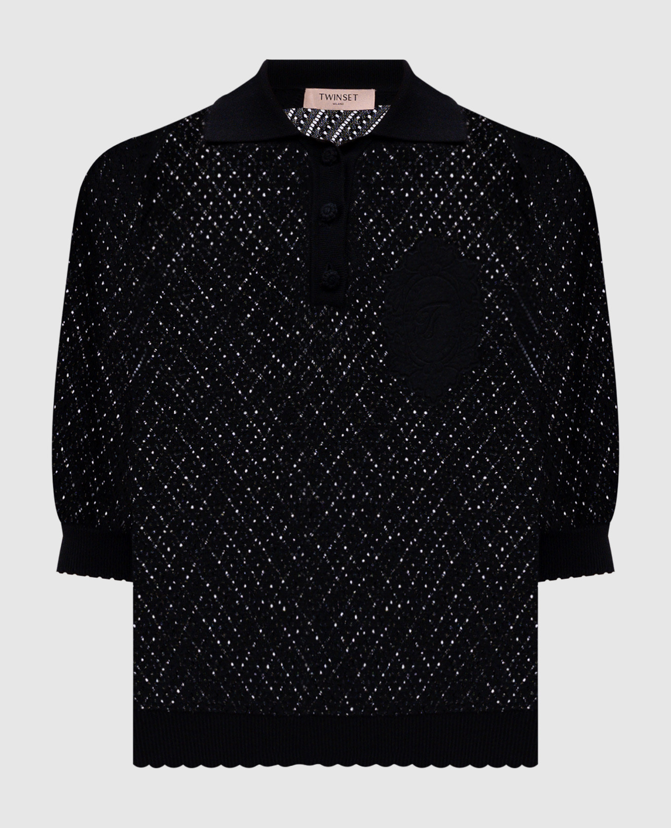 

Black polo shirt with openwork pattern Twinset