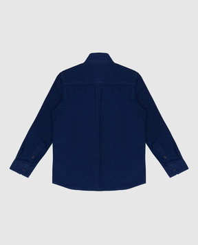 Stefano Ricci Children's blue corduroy shirt with logo YC004159S1804