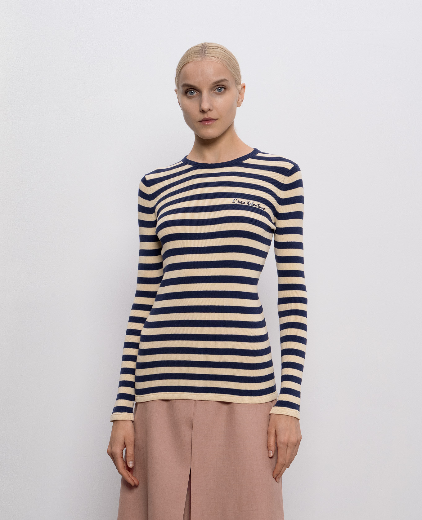 

Beige striped jumper with logo Valentino