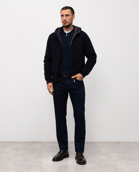 Cashmere&Whiskey Blue merino wool polo shirt 18004