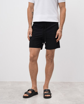 Vilebrequin Black swim shorts with logo patch MOOC4A00