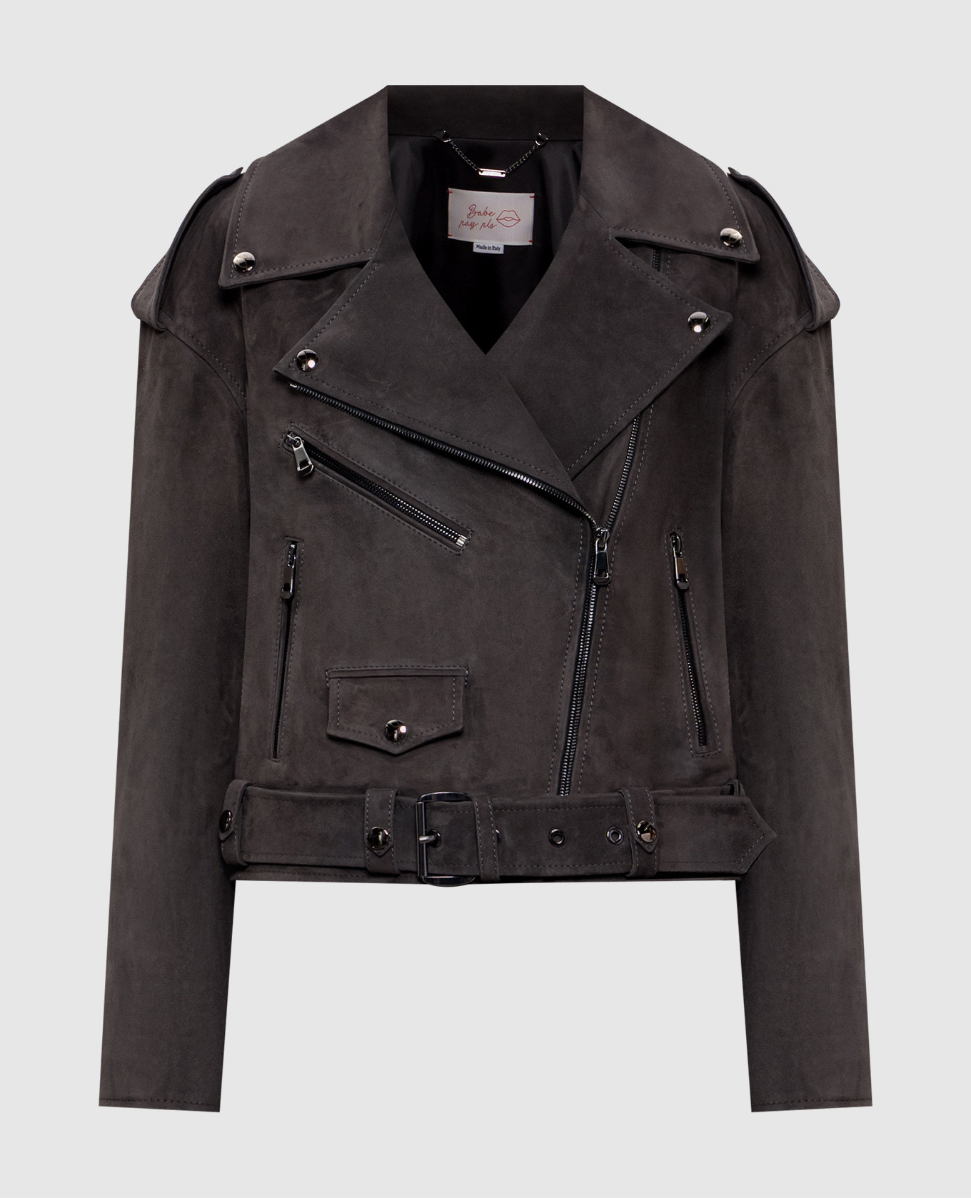 

Gray suede leather jacket Babe Pay Pls, Grey