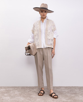 Brunello Cucinelli Beige openwork cardigan with a pattern M78R00416