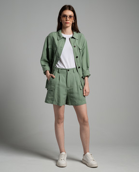 Woolrich Green linen cargo shorts CFWWSH0036FRUT3043