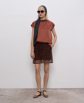 Brunello Cucinelli Brown silk mini skirt M0F54P1425