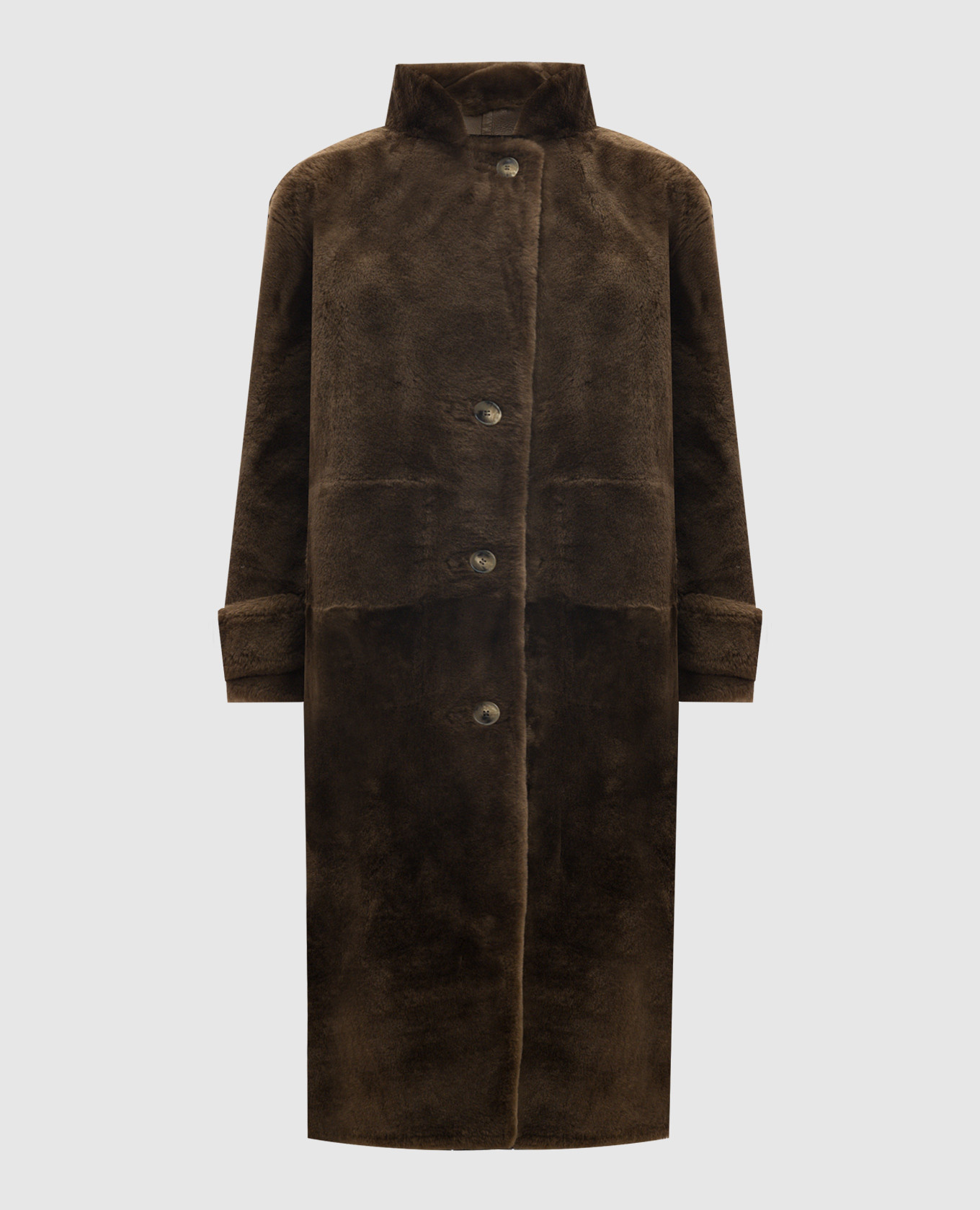 Long khaki sheepskin coat