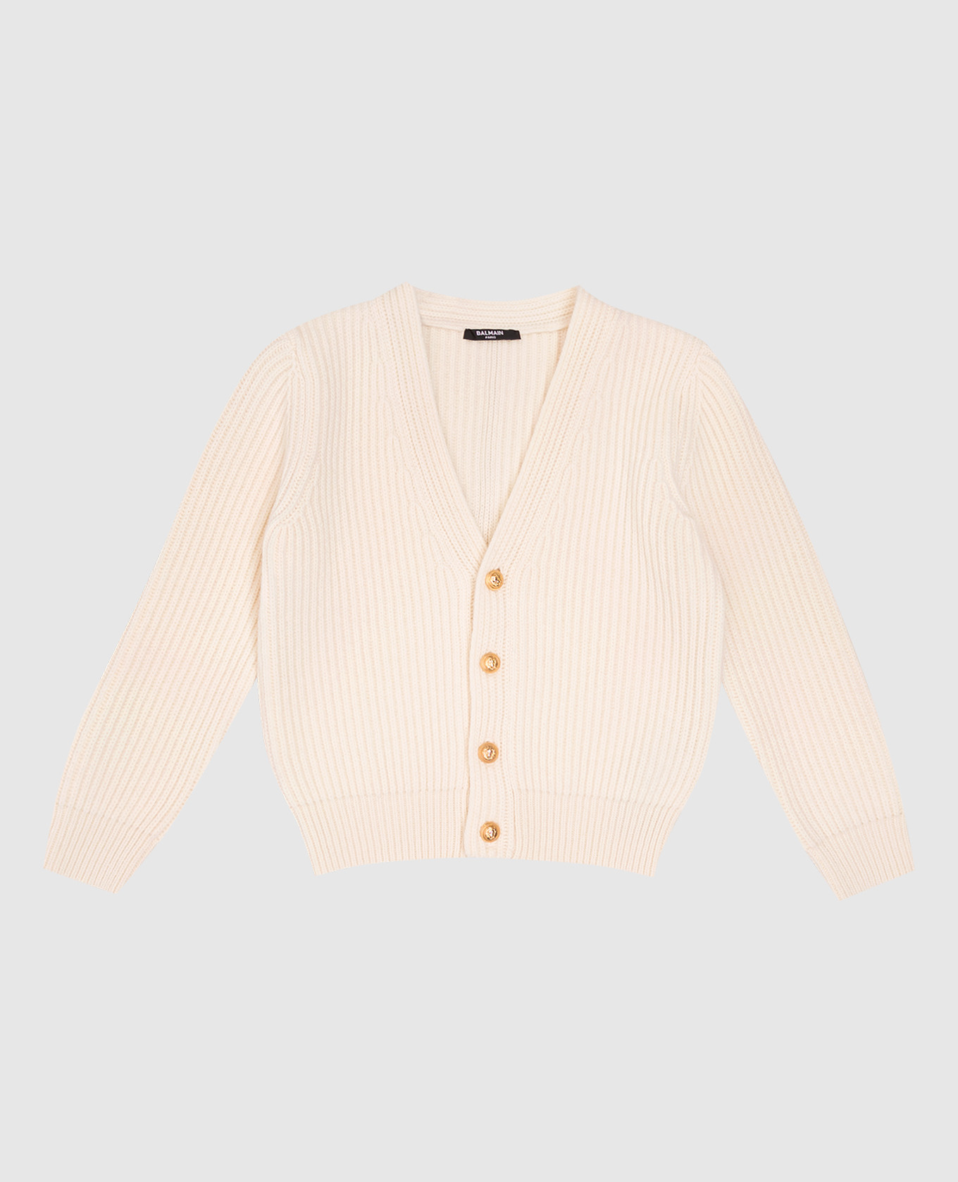 

Children's beige cardigan made of wool and cashmere Balmain