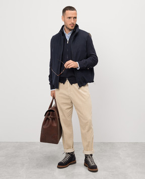 Brunello Cucinelli Blue wool and cashmere cardigan M2400106