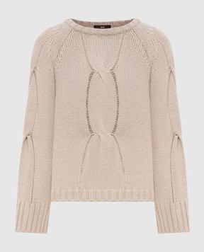 Enrico Mandelli Beige cashmere sweater with textured pattern 2KD54A5519