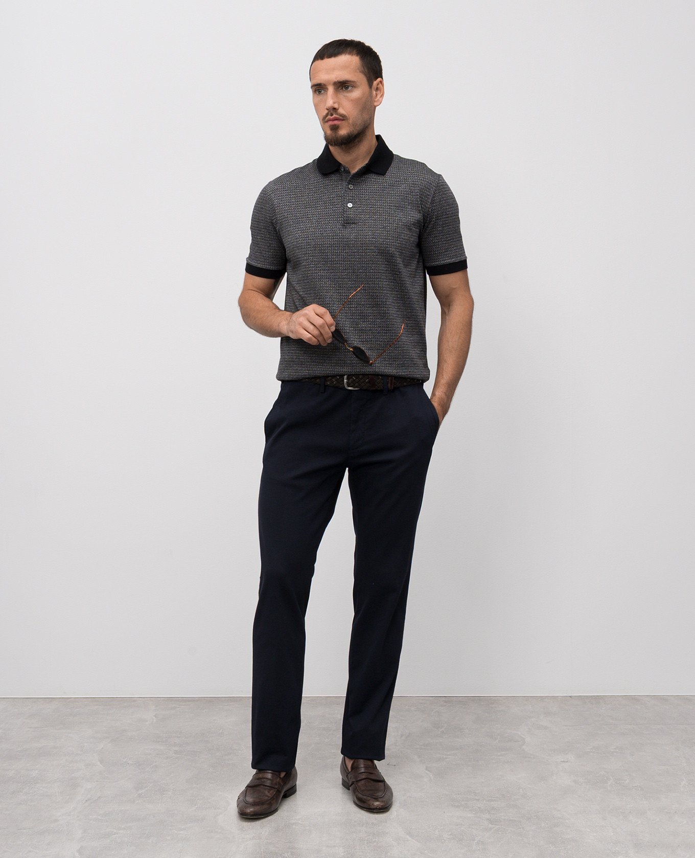 

Gray polo shirt with pattern Canali, Grey