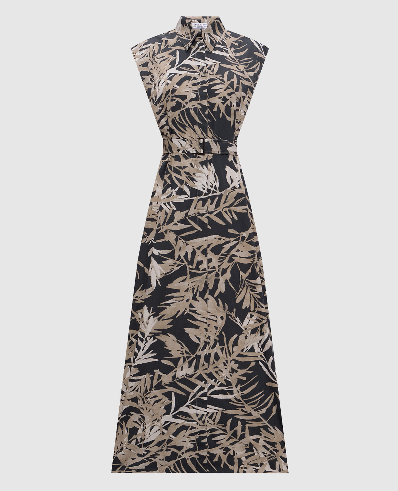 Gray printed shirt dress Brunello Cucinelli