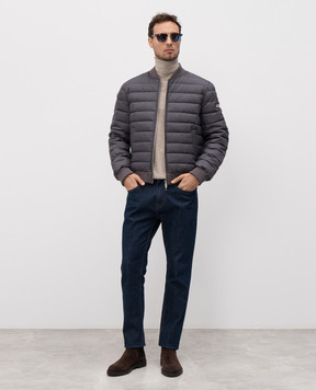 Be Florence Grey down bomber jacket with logo patch BE25M100