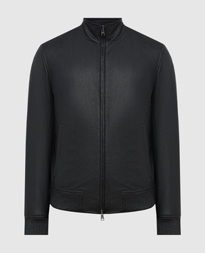 Cashmere&Whiskey Black leather jacket BOMBERPELLE1