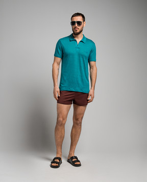 Vilebrequin Green linen t-shirt with logo embroidery PYRE9O00