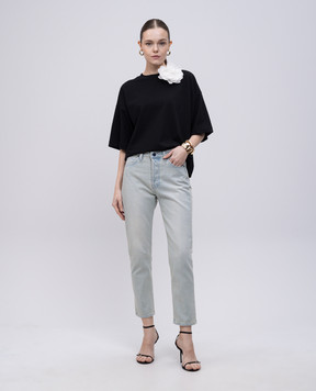 Solotre Blue jeans with logo patch M1D0190