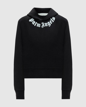 Palm Angels Black hoodie with logo print PWBB069F24FLE002