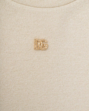 Dolce&Gabbana Children's beige dress with lurex L5JD9QG7O0V56