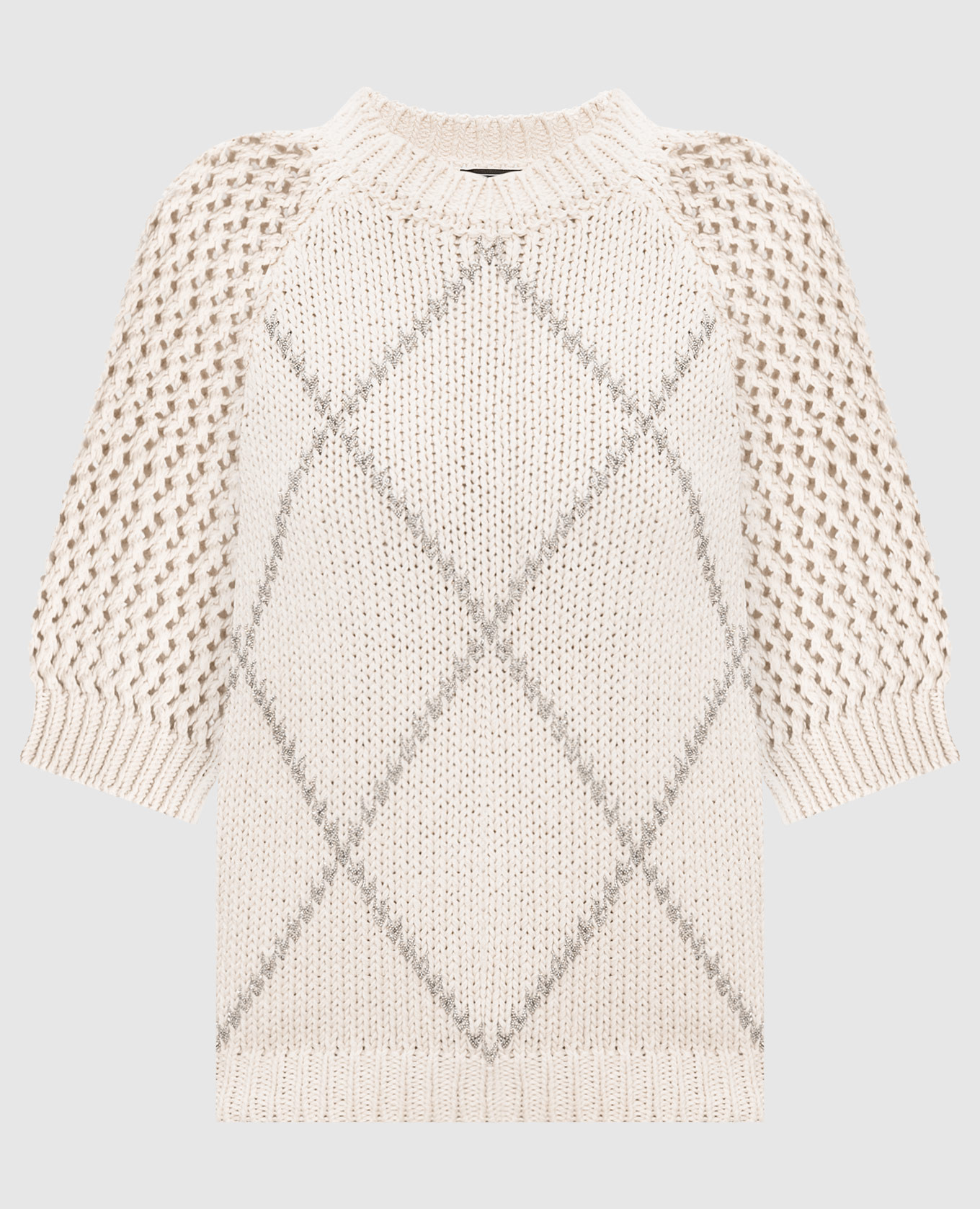 

Beige short-sleeved sweater with monil chain Peserico