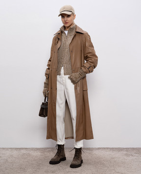 Brunello Cucinelli White top with monil chain MPT18BD200