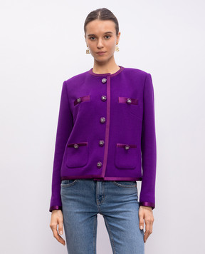 Dolce&Gabbana Purple wool and silk jacket with branded hardware F27DETFU2TZ