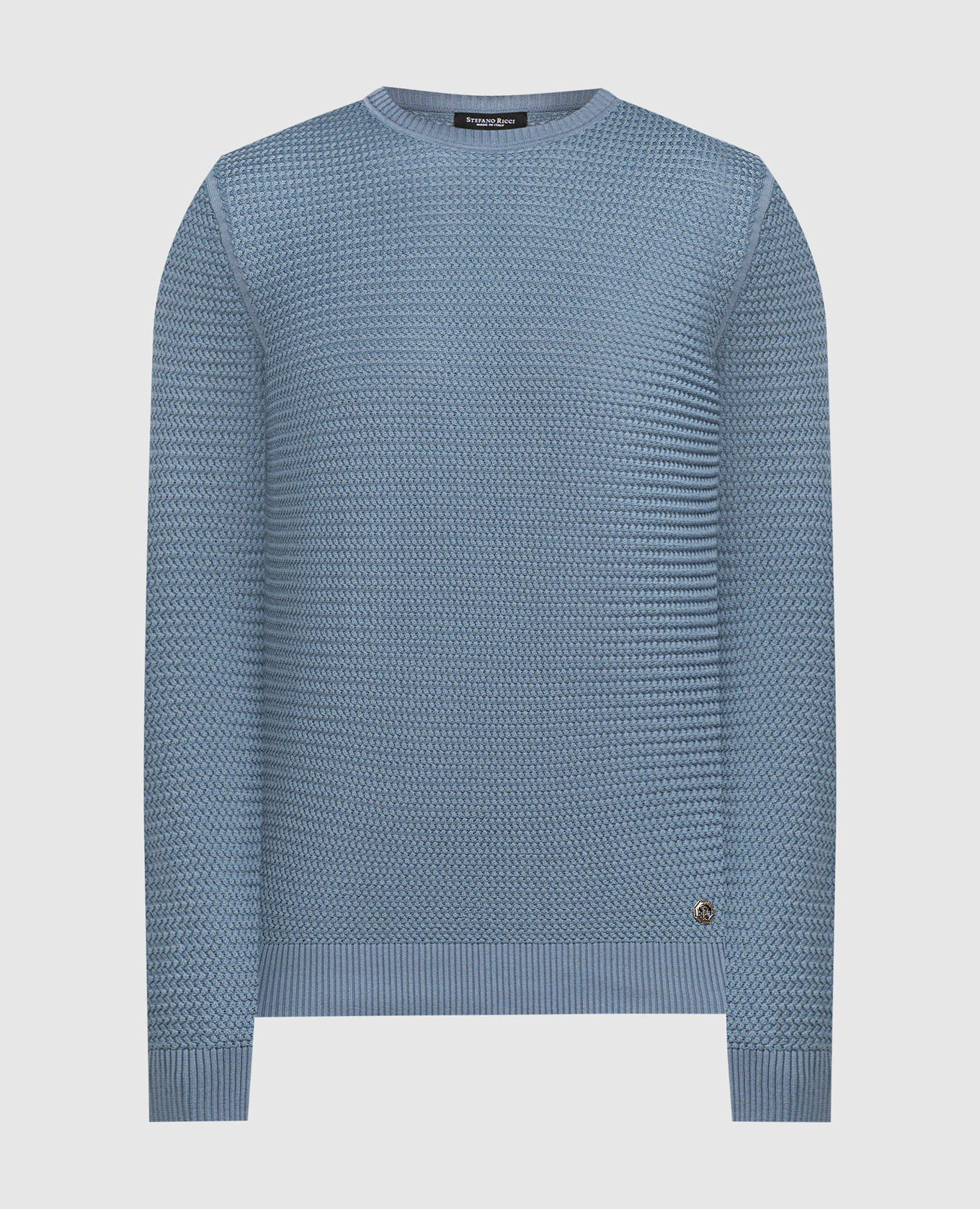 

Blue silk jumper with metallic logo Stefano Ricci, Light blue