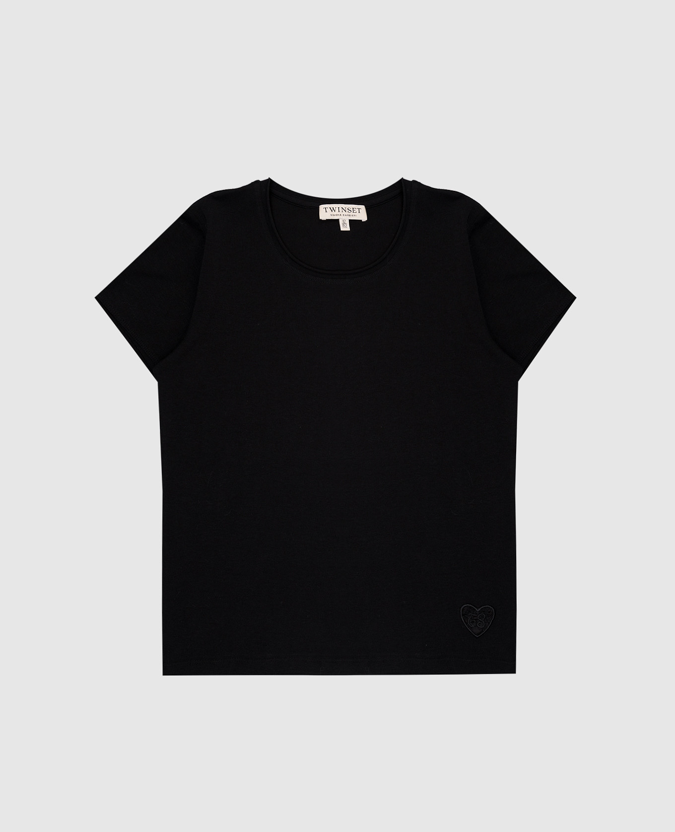 Children's black t-shirt with logo monogram embroidery twinset
